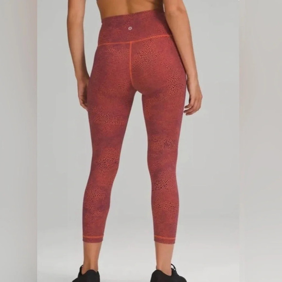 ! Lululemon Wunder Train High Rise Tight Crackle Glaze Vintage Orange Lark… - Picture 2 of 6